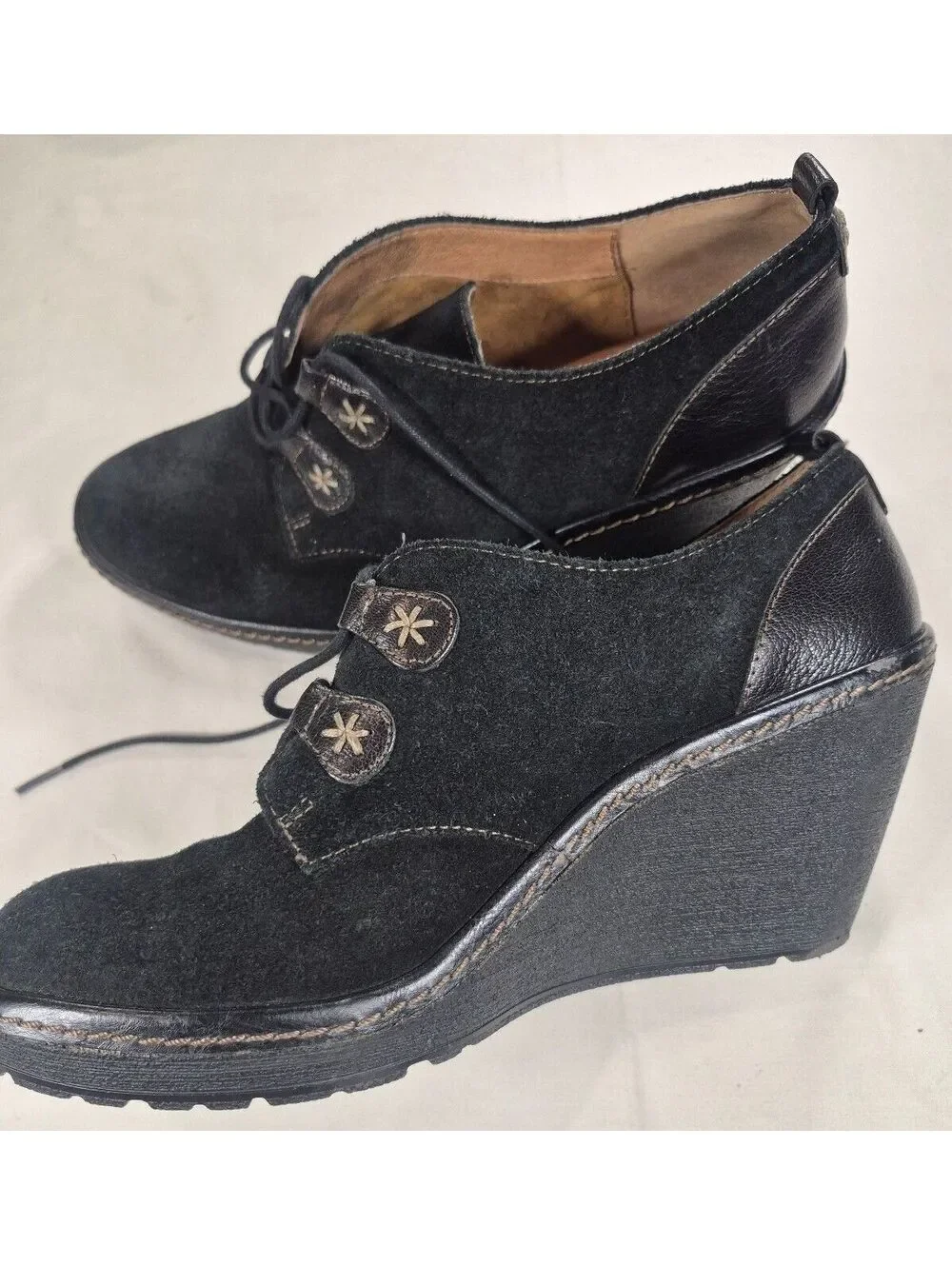 Sofft Camilla Black Suede Wedge Bootie 8.5 M